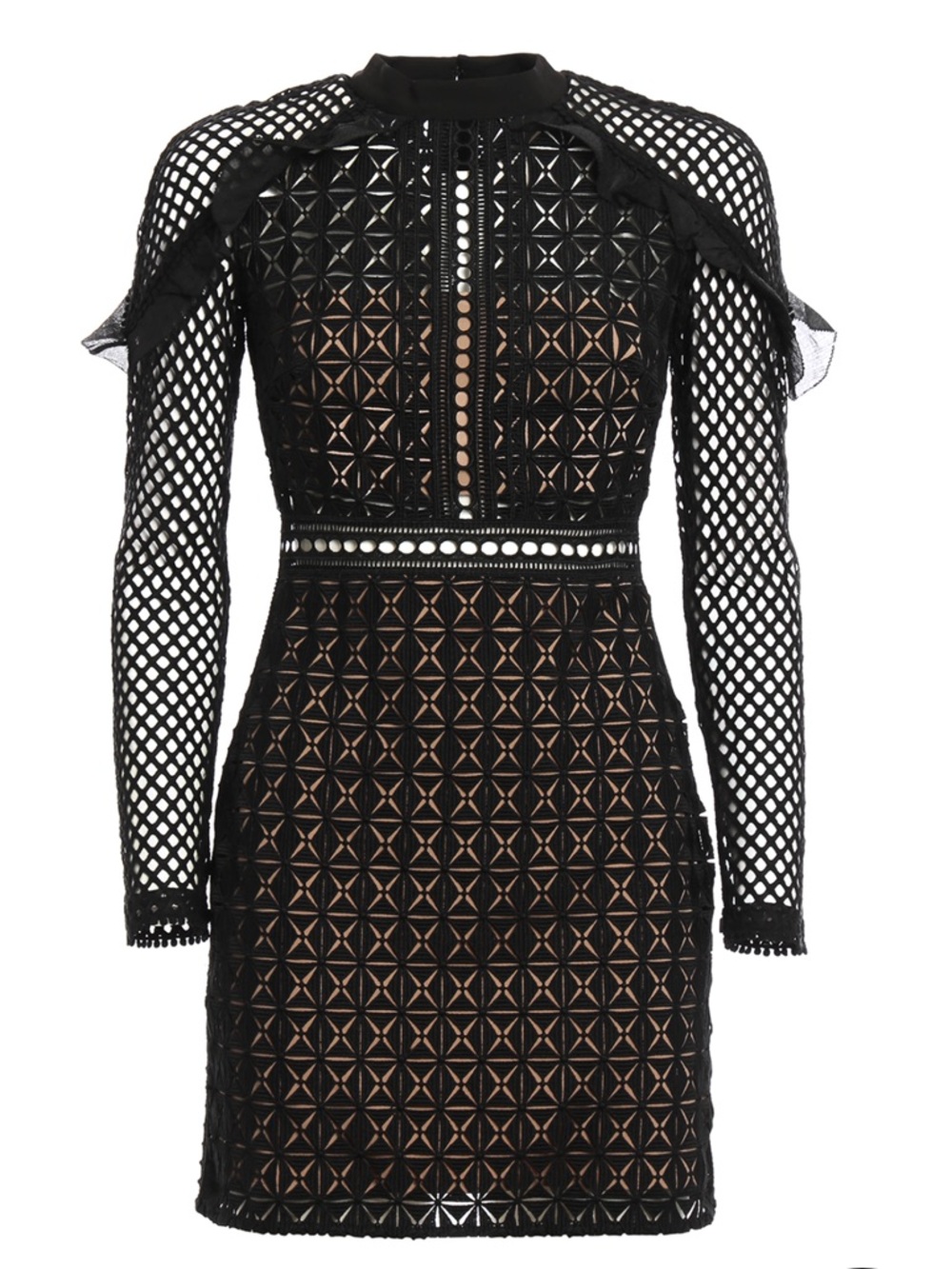 SELF-PORTRAIT Black Geometric Mini Dress